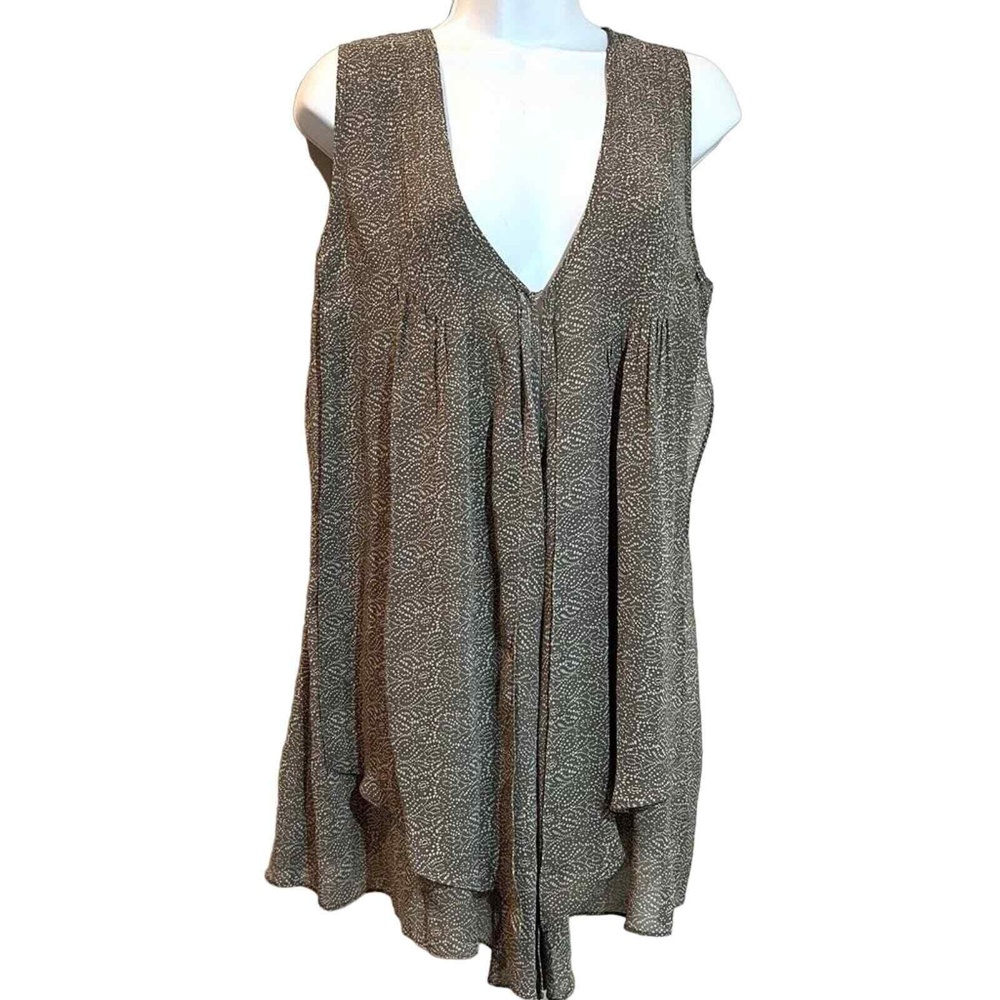 CAbi‎ chiffon Lagenlook sleeveless Lightweight Neutral Tunic vest small NWT